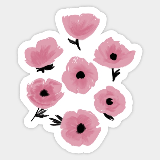 Mauve Abstract Poppies Sticker by tangerinetane